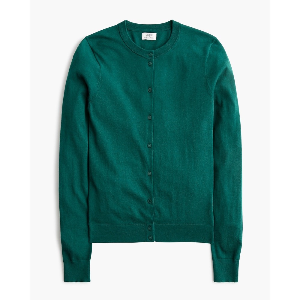J.Crew Classic Cardigan Sweater Green 100% Cotton Crewneck E5957 XL